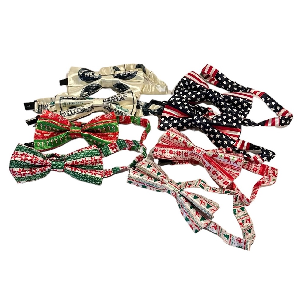 Lot of 8 Fun Mixed Patterns Men’s Bow Ties - Picture 1 of 5